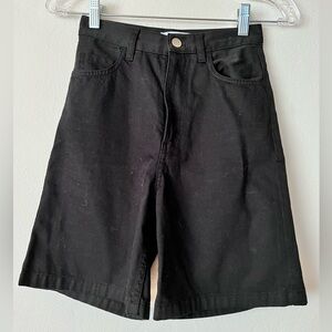 & Other Stories Black High Waist Long Denim Shorts